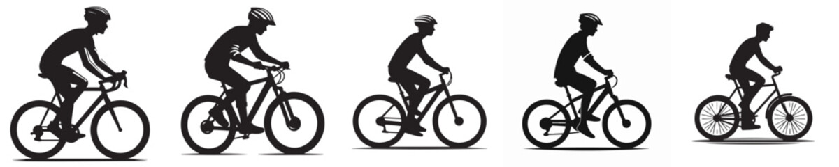 Obraz premium vector silhouette of a man riding a bicycle