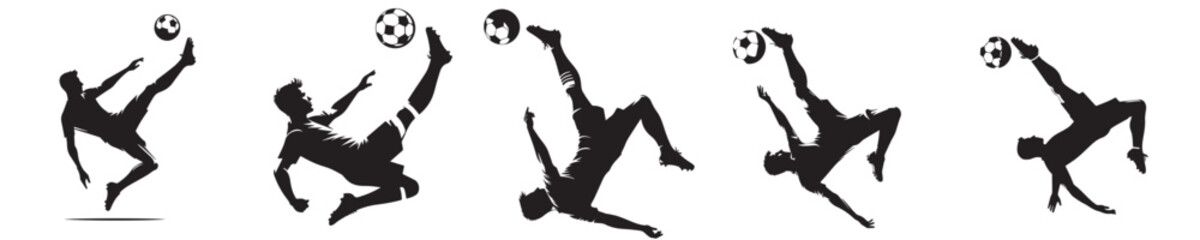 vector silhouette of a footballer doing a bicycle kick © Andi