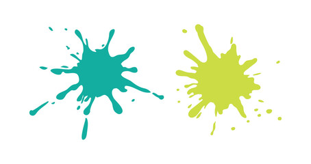 Set Colorful ink spots, Splash splatter abstract shape. Vector