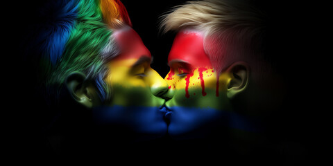 Couple in love. Man love. Striking and colorful visuals celebrating LGBTQ+ pride, identity, and equality. 