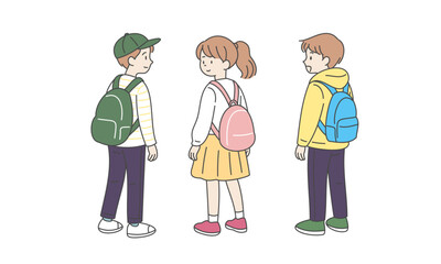 リュックを背負う子供たち