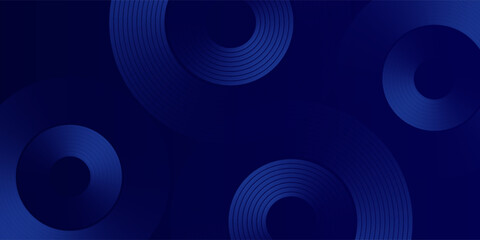 Abstract glowing circle lines on dark blue background. Geometric stripe line art design. Modern shiny blue lines. Futuristic technology concept. Suit modern