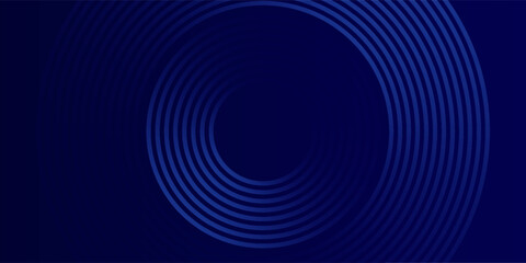 Abstract glowing circle lines on dark blue background. Geometric stripe line art design. Modern shiny blue lines. Futuristic technology concept. Suit modern