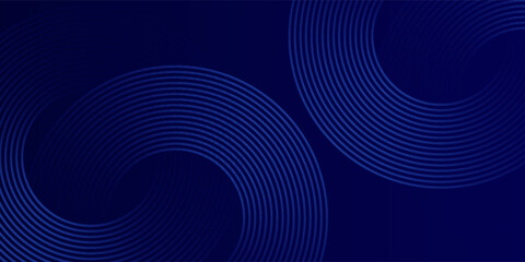 Abstract glowing circle lines on dark blue background. Geometric stripe line art design. Modern shiny blue lines. Futuristic technology concept. Suit modern