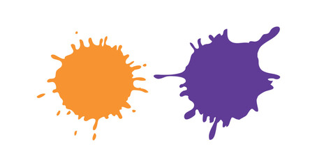 Set Colorful ink spots, Splash splatter abstract shape. Vector