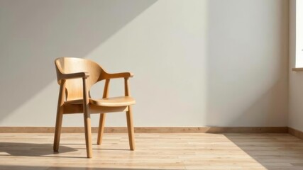 a wooden chair stands in the room