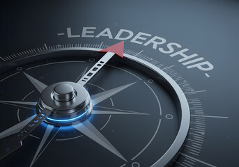 Leadership compass concept for business direction and strategy success and goal achievement path