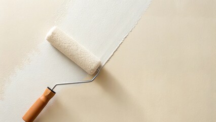 Obraz premium This close-up shot emphasizes the clean application and texture of the paint, highlighting the precision and satisfaction of a home improvement project