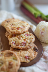 Chocolate chip cookies with rhubarb