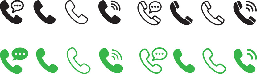 Phone Call Icon Set – Vector Illustration of Mobile, Landline, and Communication Symbols
