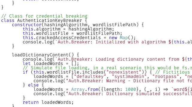 Numerous lines of programming code rapidly scroll across the screen against a clean white background simulating a fast digital process
