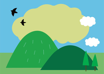 山の風景イラスト素材・背景・自然