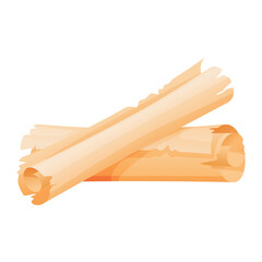 Antique parchment scrolls on a white background, highlighting their texture and historical significance as writing materials for past civilizations.
