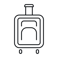 Obraz premium Travel bag icon with linear outlines symbolizing exploration and the joy of travel. Ideal for travel-related graphics and applications.