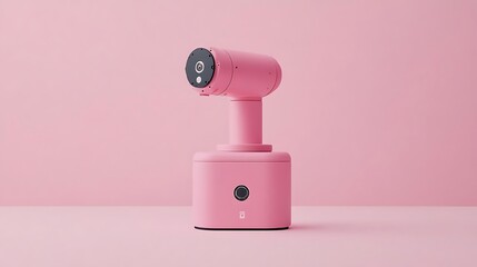 Pink robot camera on pink background