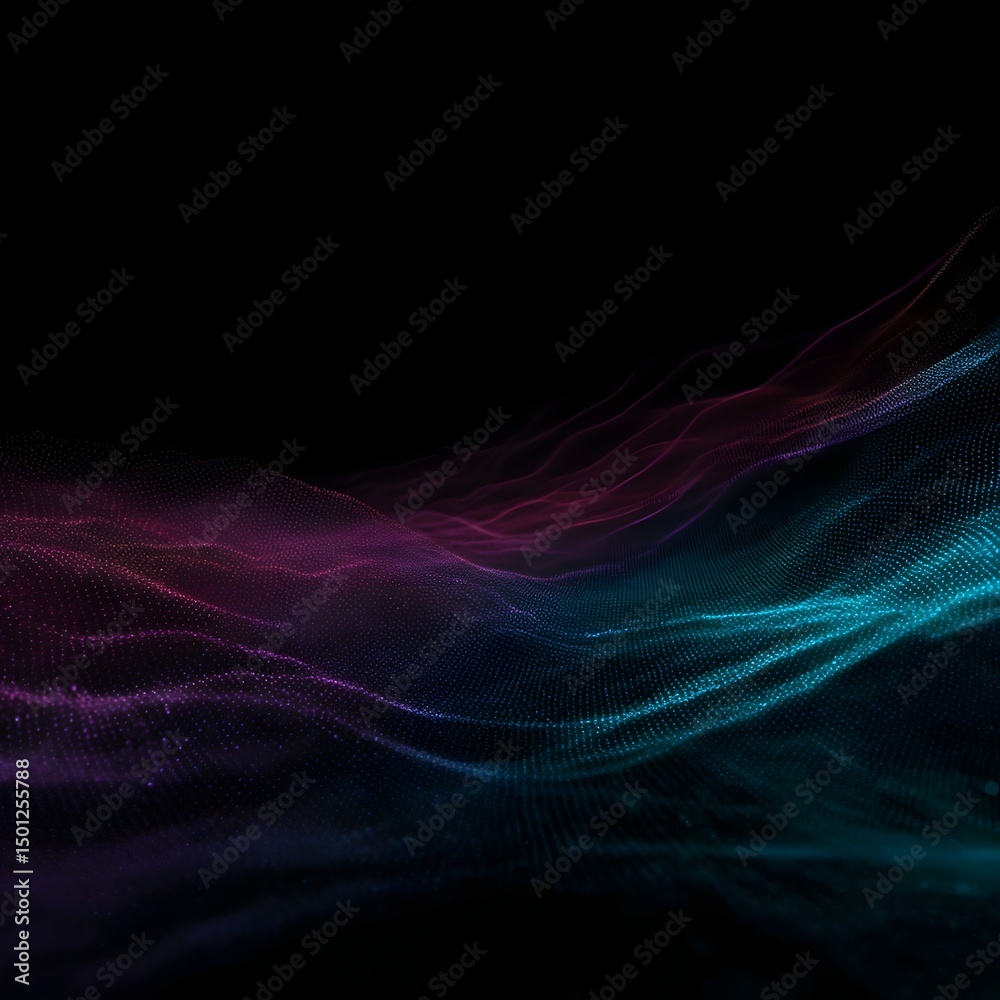 Poster flowing digital interface with real time algorithmic lines