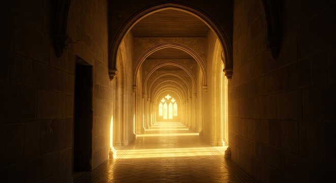 Archway Hallway with Light and Arches