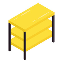 Editable design icon of shelves table