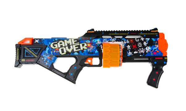 Toy for Children gun with Soft Foam bullets, air pistol, Game for Kids. Toy for Children gun with Soft Foam bullets, air pistol, Game for Kids. children's game shootout hitting the target