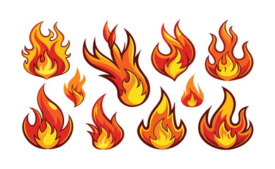 Collection of fire flame silhouettes