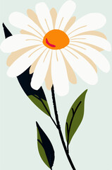 White Daisy Flower Illustration, Simple Floral Design
