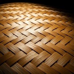 Woven Bamboo Texture Background: Golden Brown Diagonal Pattern