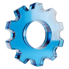 3D Glass Blue Transparent Gear Icon