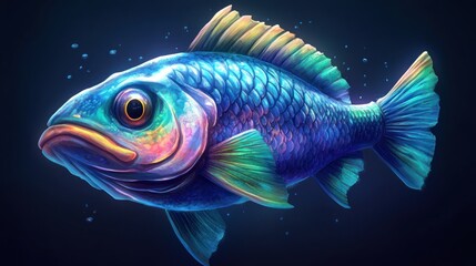 Vibrant aquatic life presentation in blue colors, swimming in deep sea