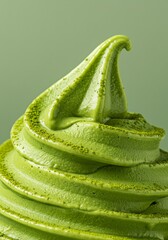 Close-Up of Creamy Matcha Soft Serve Ice Cream