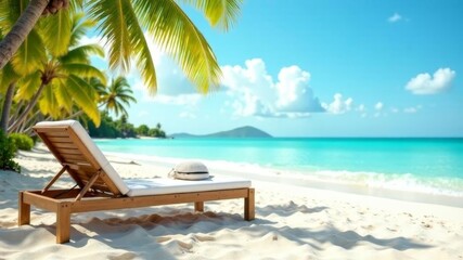 beach chair is sitting on the sand near the ocean