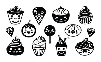 Cute kawaii sweets dessert silhouette