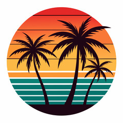 palm tree silhouette on the beach