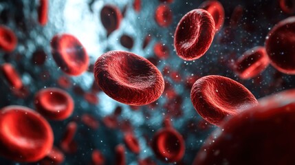 A microscopic view of red blood cells flowing through bloodstream vessels