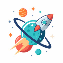 space rocket cartoon illustration