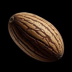 Obraz premium Nut with Striped Shell on Black Background