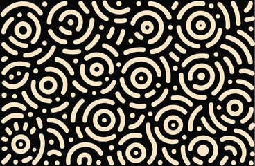 Memphis geometric seamless pattern. Abstract background in retro 80s, 90s style with various shapes: circles, semicircles, dots, zigzags, spirals, wavy lines. 