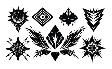 Abstract geometric shapes silhouette set