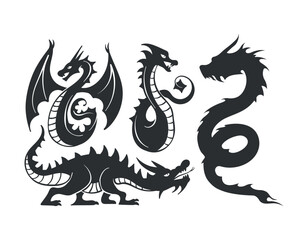 Chinese dragon silhouettes.