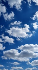 Naklejka premium Photo of a Bright Blue Sky Filled with White Fluffy Clouds and Sunlight