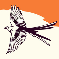 Stylized Bird in Flight, Vector Illustration