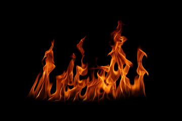 Black background fire, flames with torches and textures with splitting power effect, can grill red,...