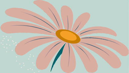Pink Daisy Flower Illustration, Pastel Floral Design
