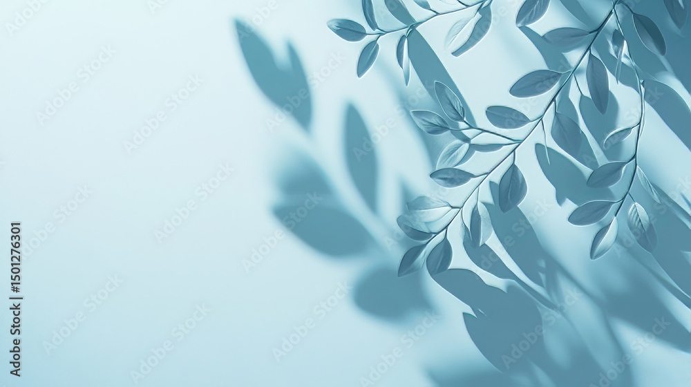 Poster minimalistic abstract gentle light blue background for product presentation with light and intricate