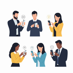 People using smartphones, communication, and social media