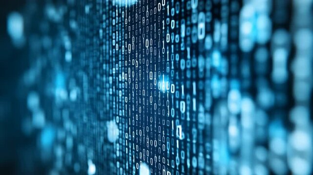 Blue code ones and zeros, computer programing