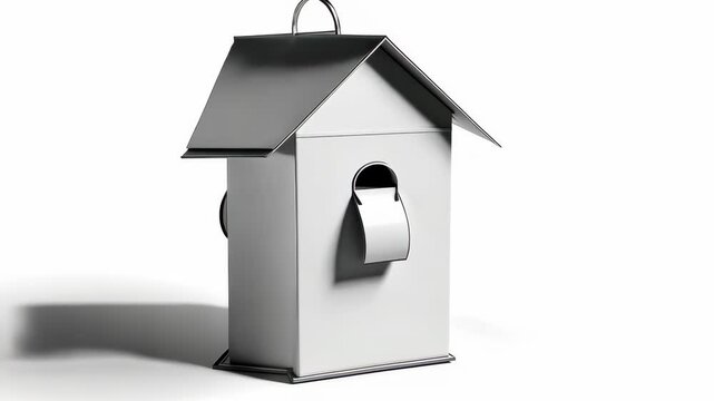 Stylish and functional birdhouse with a curved roof, crafted from stainless steel to withstand the elements.