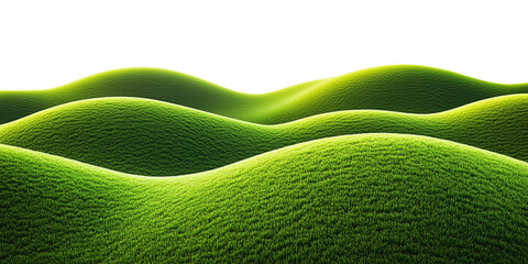 3D illustration of lush green grass meadow isolated on transparent background,green grassy hills for poster banner cover design