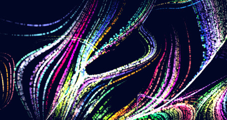 Abstract background with stripes of different colors and gradients. Particles in motion. technologies. Vector illustration