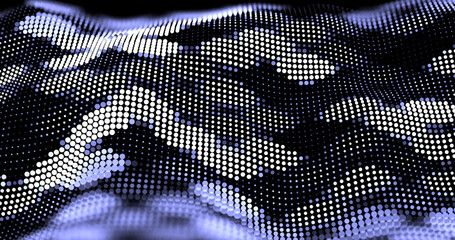 Abstract winding lines of different colors on a black background. Vector illustration in concept technology, science, music, modernity.