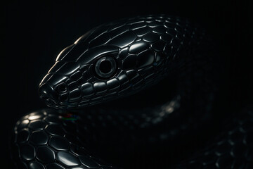 Naklejka premium snake on black Generative AI 